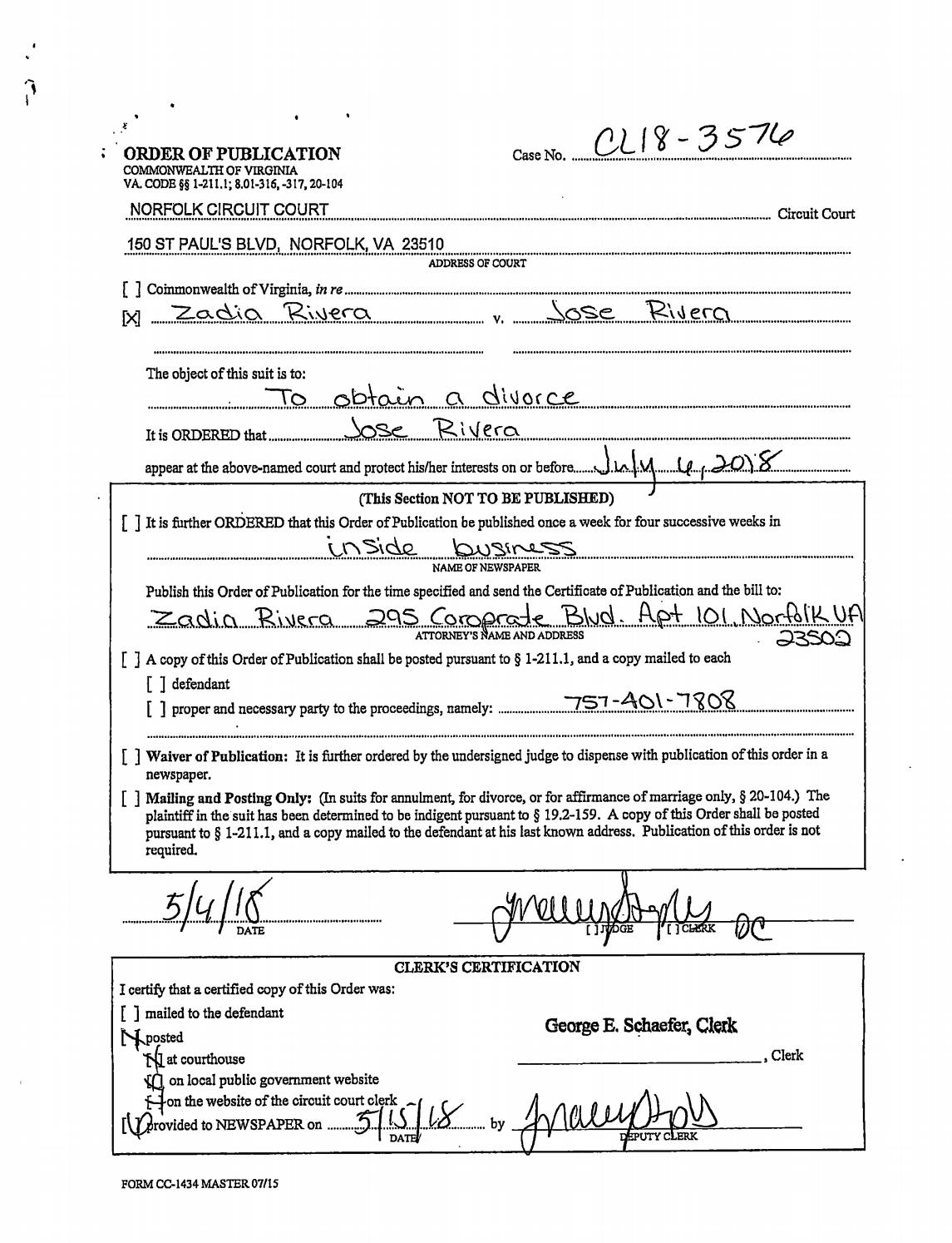 CL 18-3576 Order of Publication