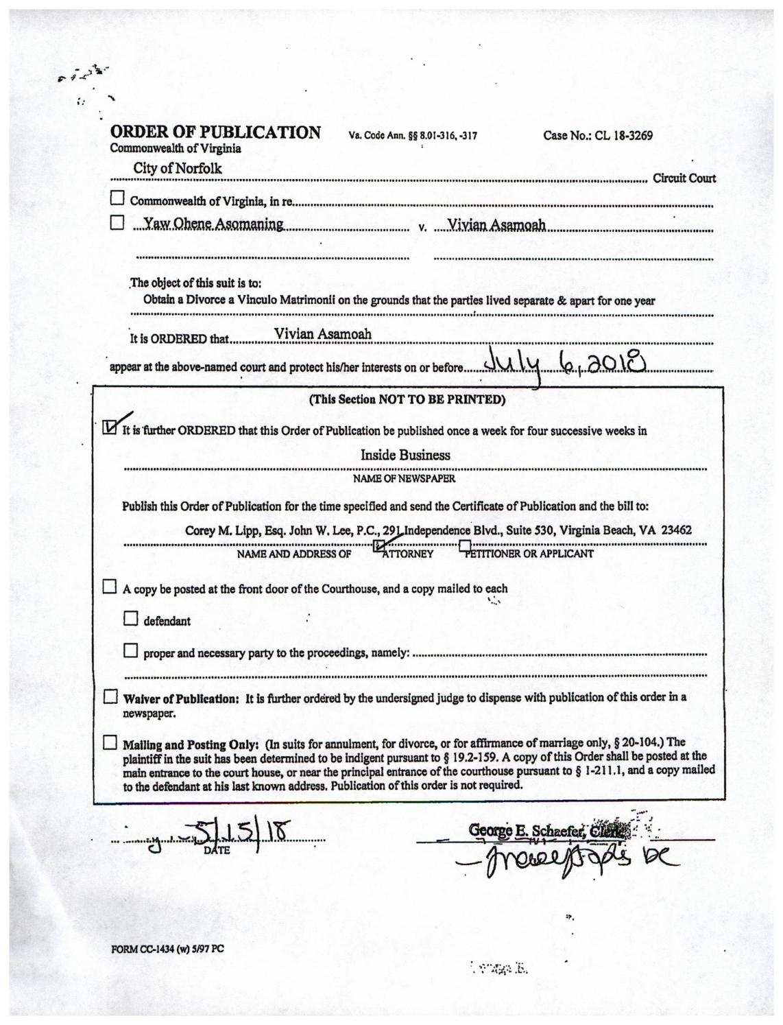 CL 18-3269 Order of Publication
