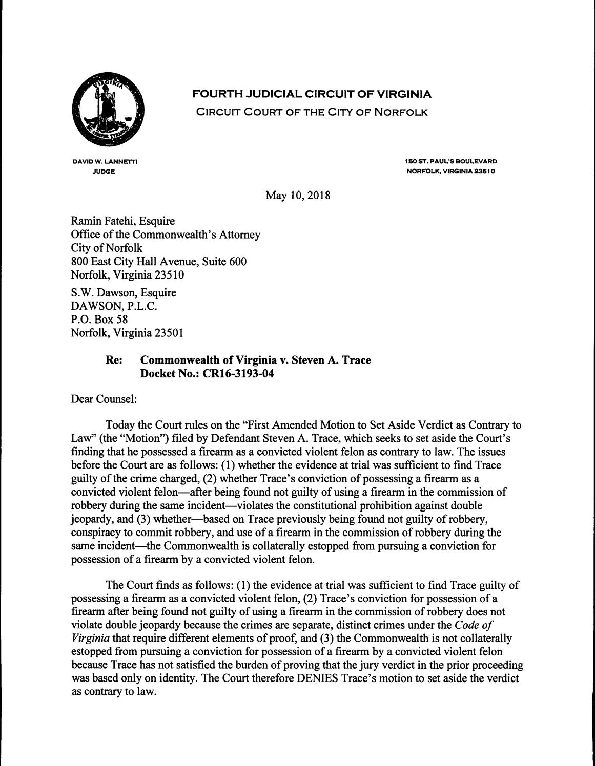 Commonwealth v steven trace cr16 3193 04