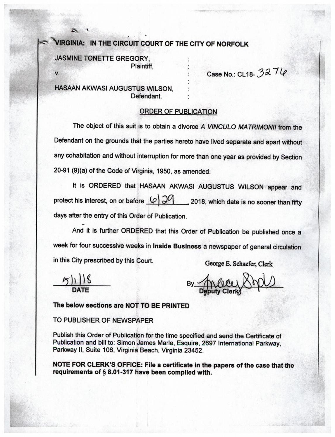 CL 18-3276 Order of Publication
