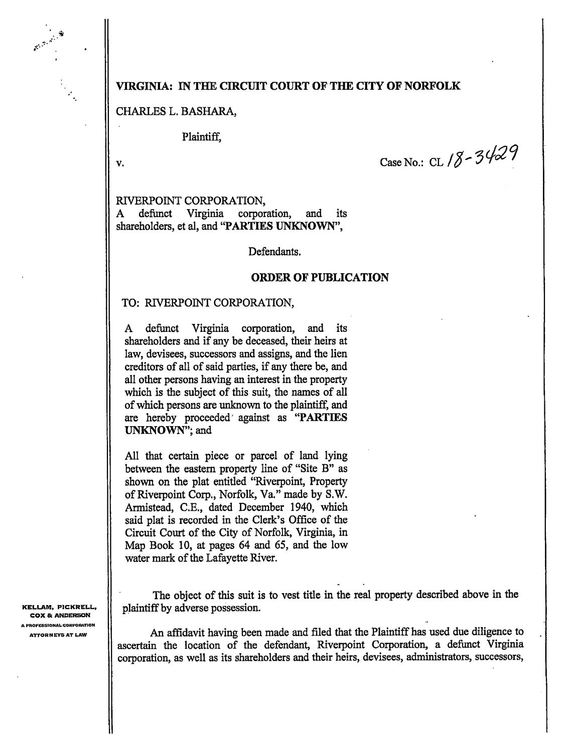 CL 18-3429 Order of Publication