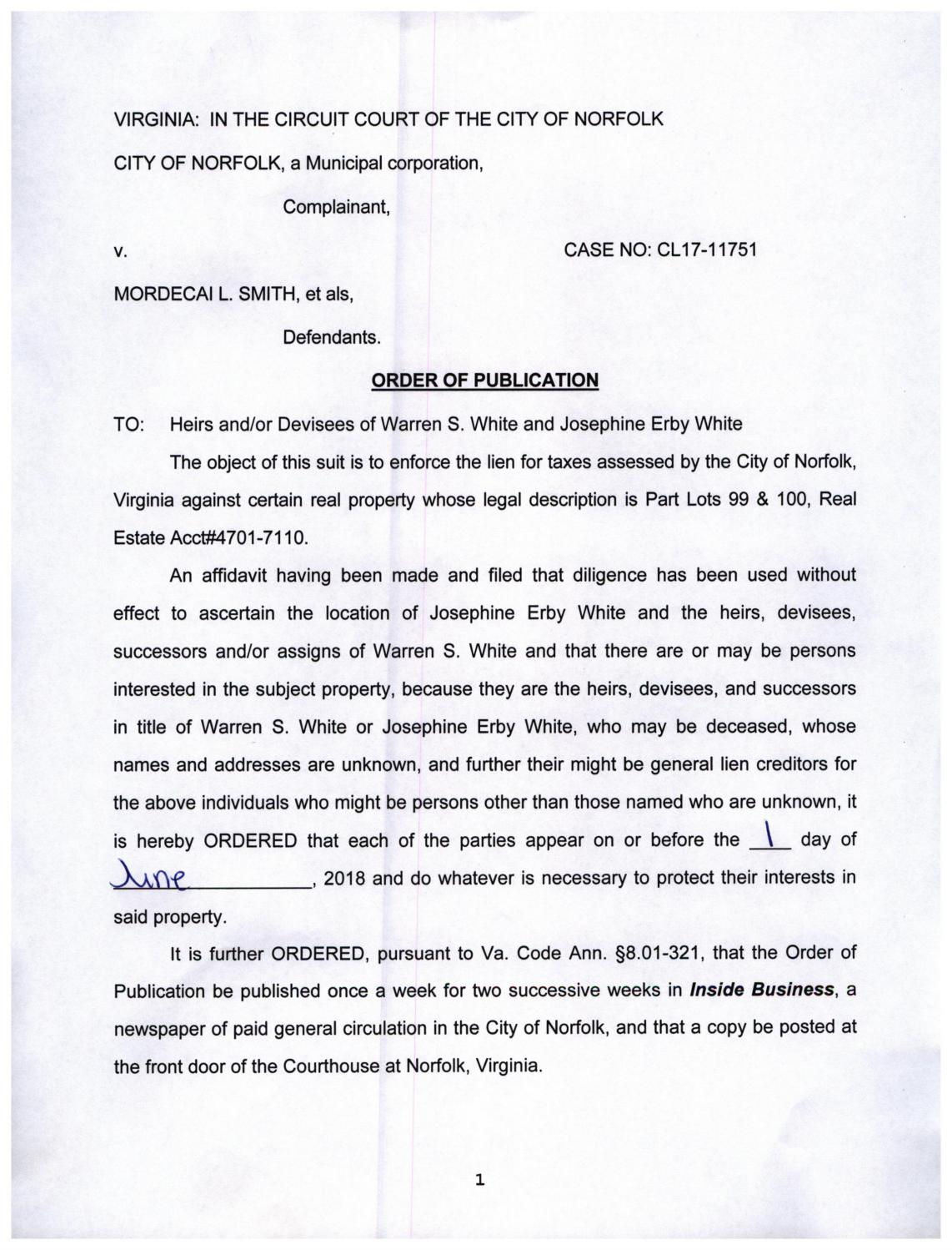 CL 17-11751 Order of Posting