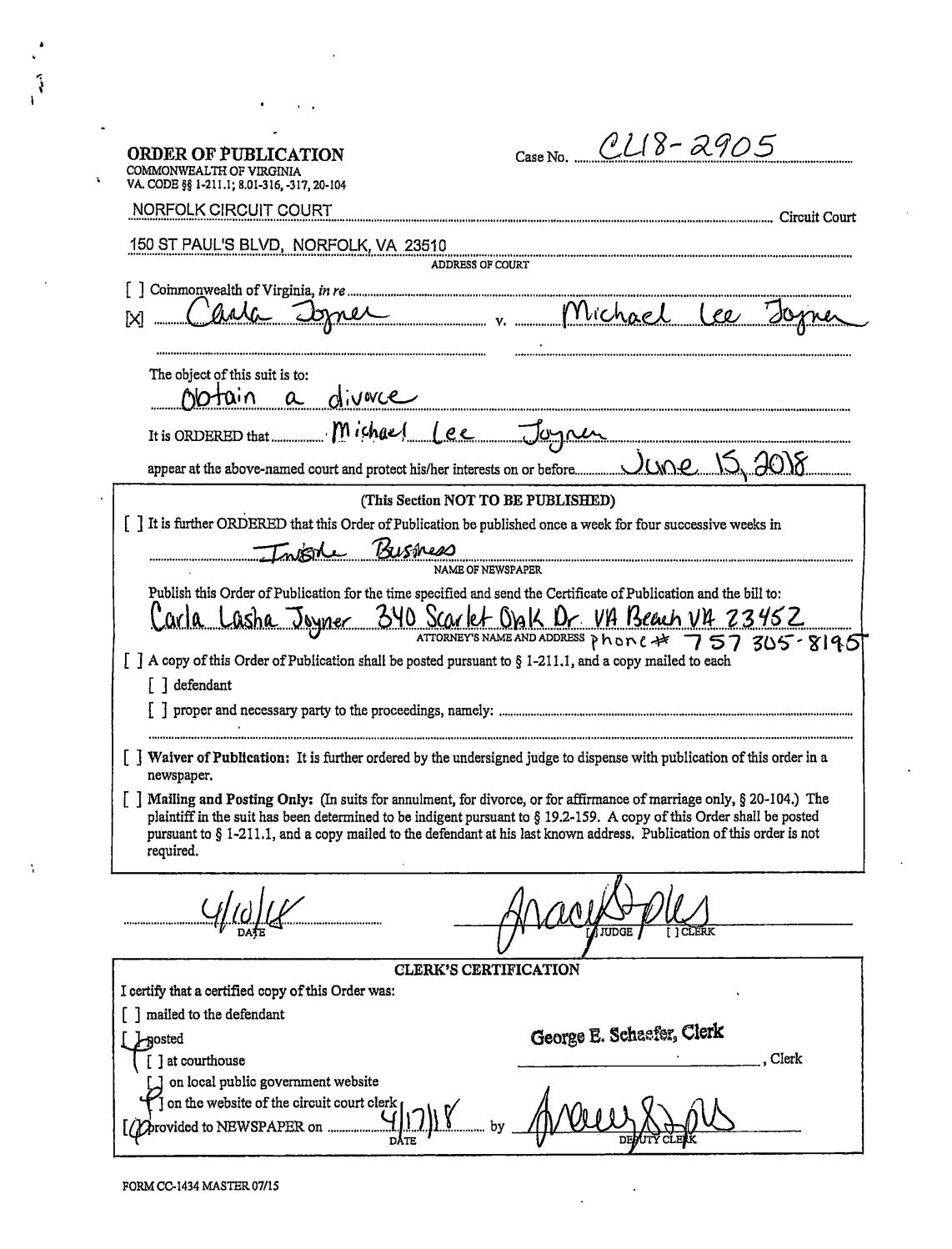 CL 18-2905 Order of Publication