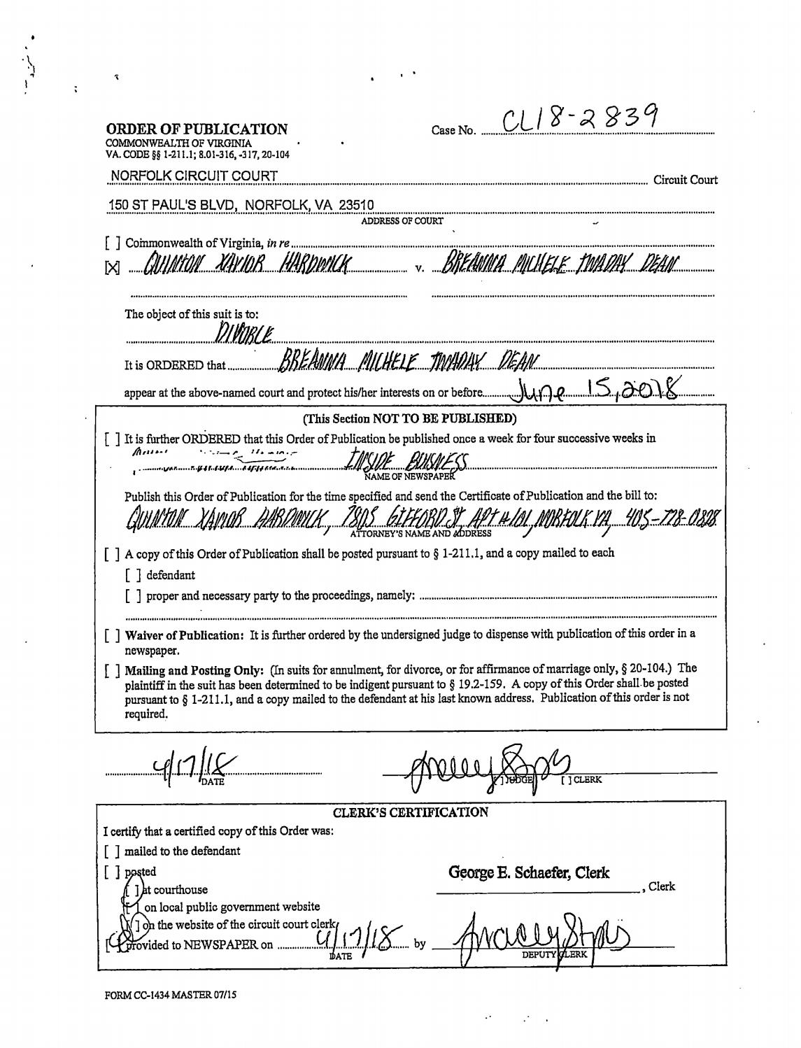 CL 18-2839 Order of Publication