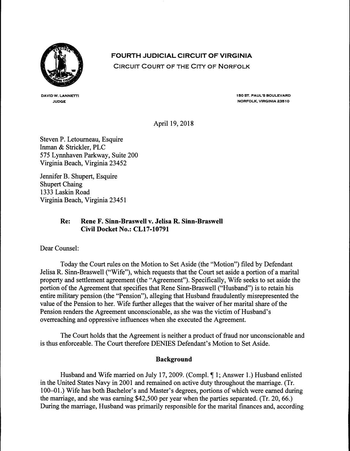 Cl17 10791 sinn braswell v sinn braswell dwl
