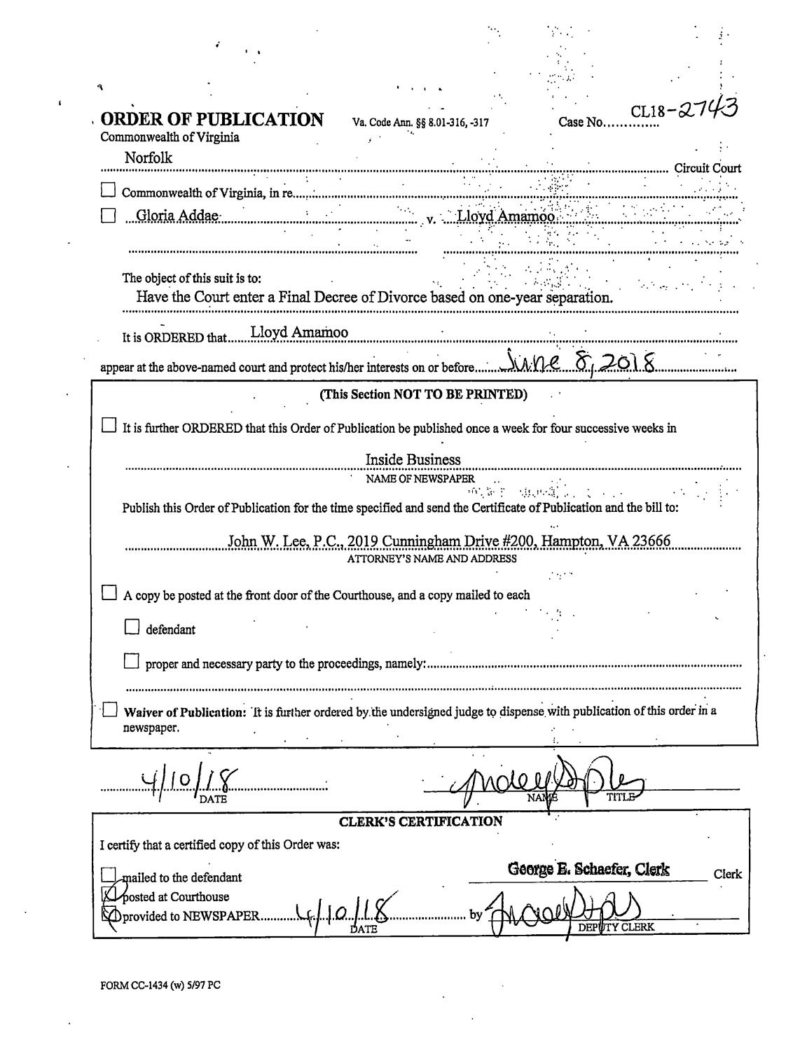 CL 18-2743 Order of Publication