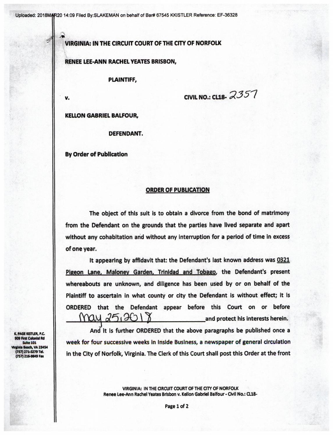 CL 18-2357 Order of Publication