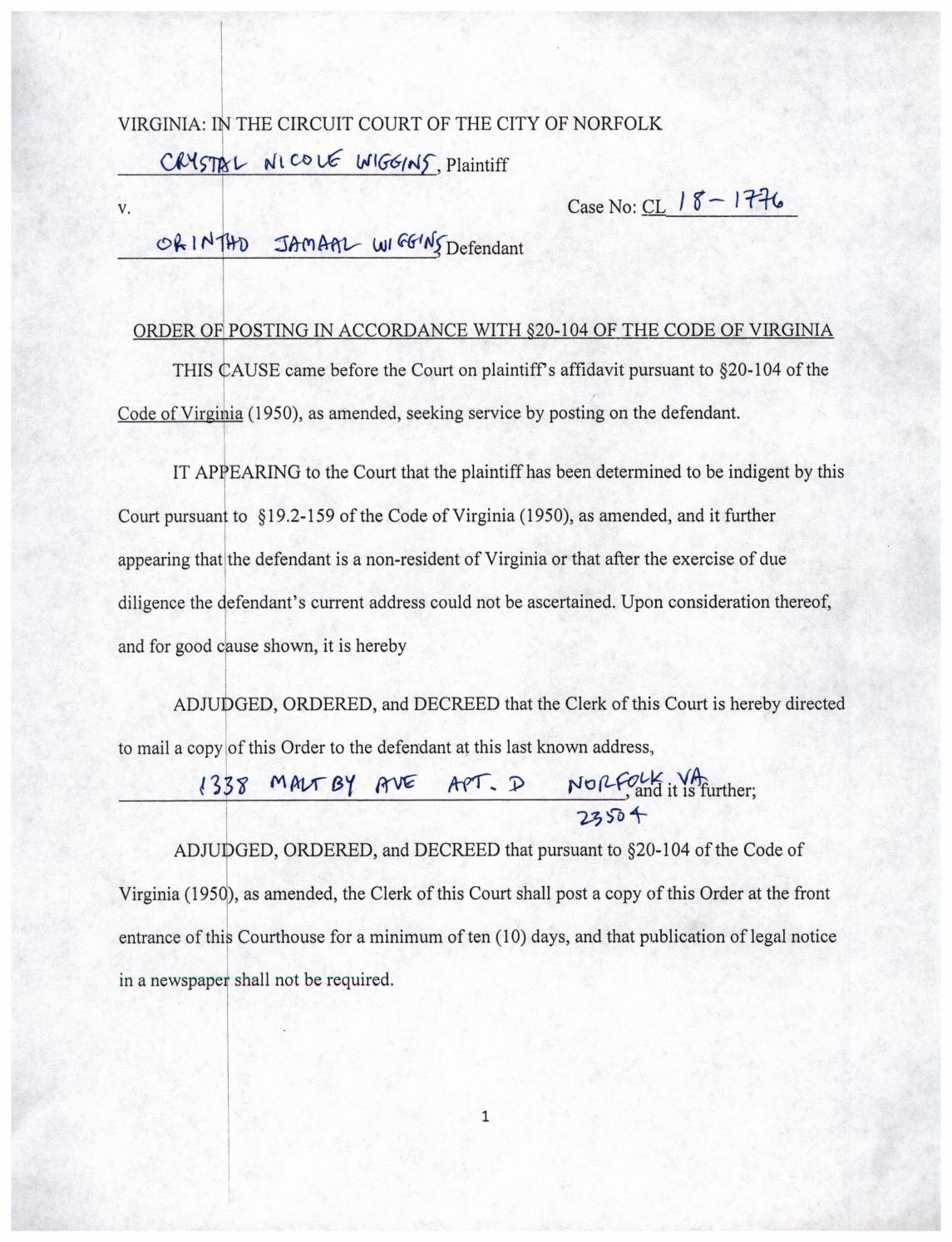 Cl 18 1776 Order of Posting