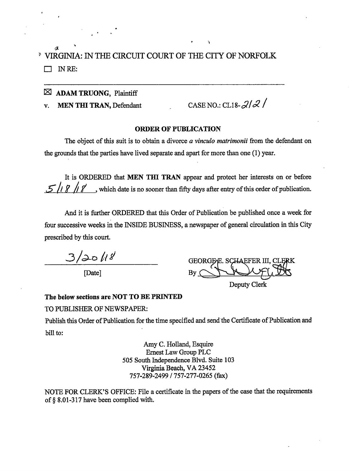 Order of Publication CL 18-2121