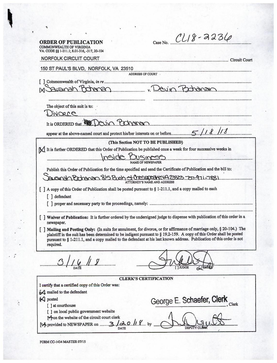 Order of Publication CL 18-2236