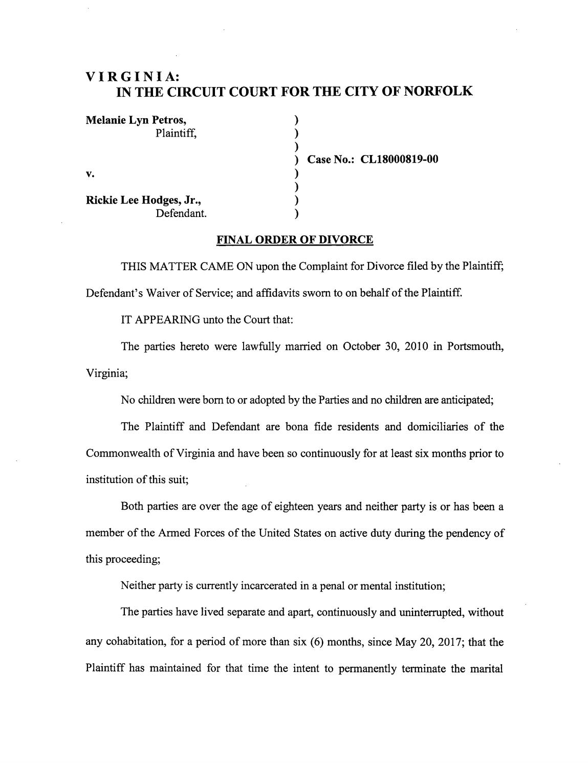 CL 18-819 Order of Publication