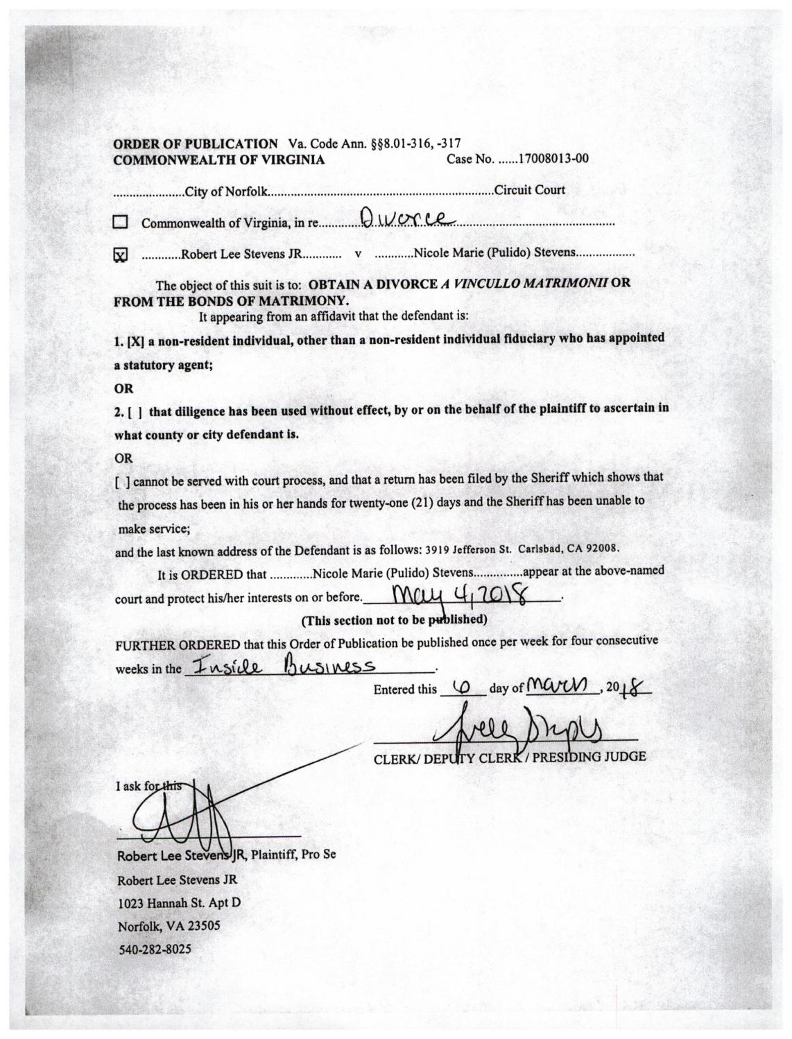 CL 17-8013 Order of Publication