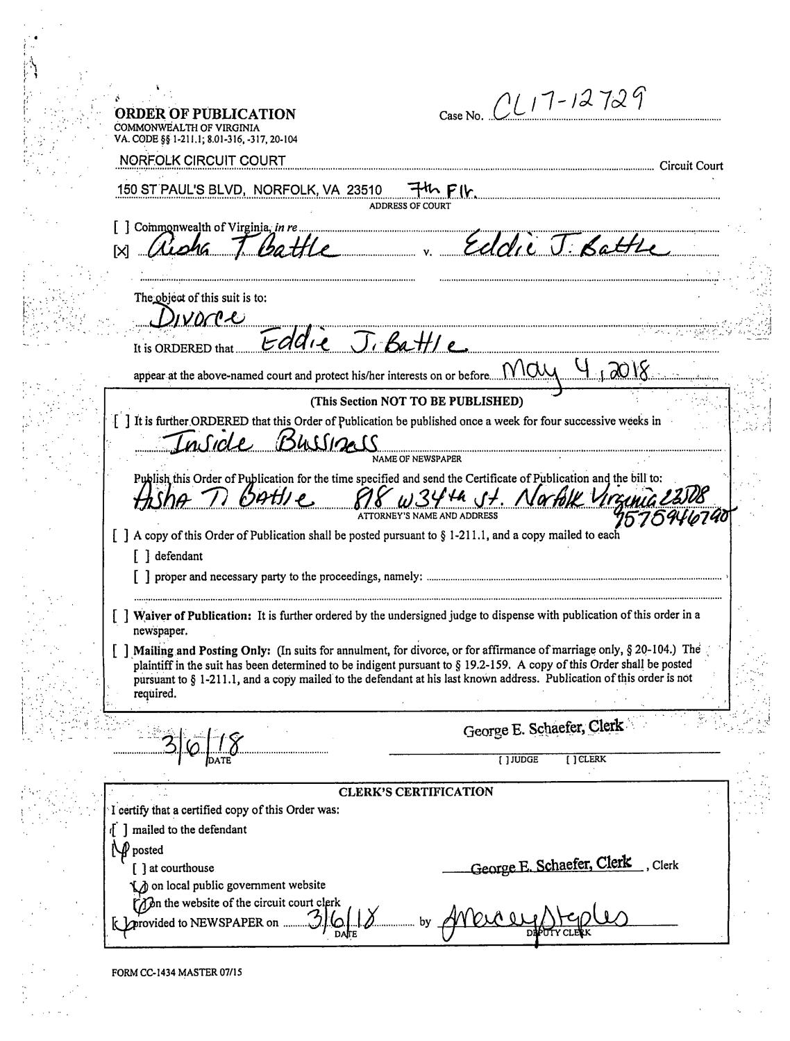 CL 17-12729 Order of Publication