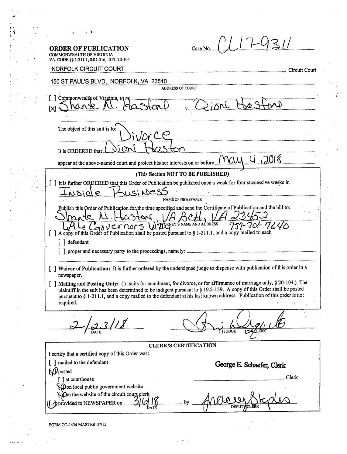 CL 17-9311 Order of Publication