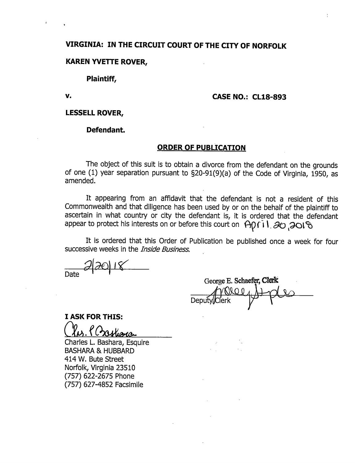 CL 18-893 Order of Publication