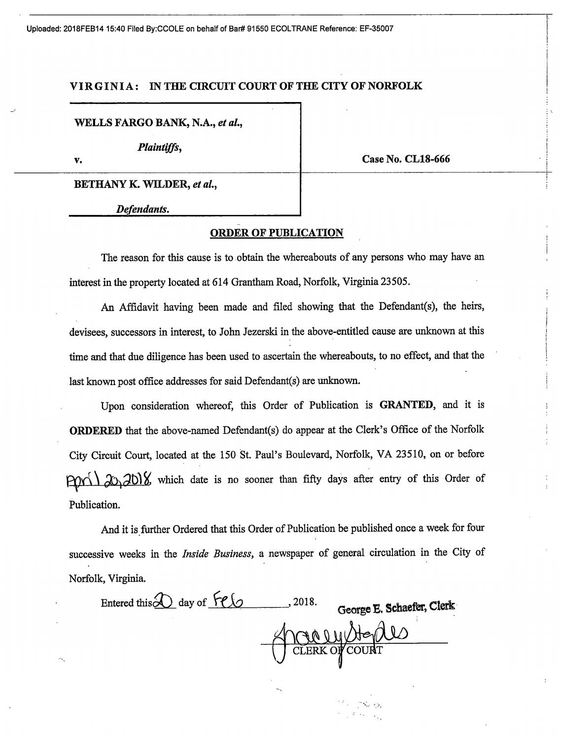 CL 18-666 Order of Publication