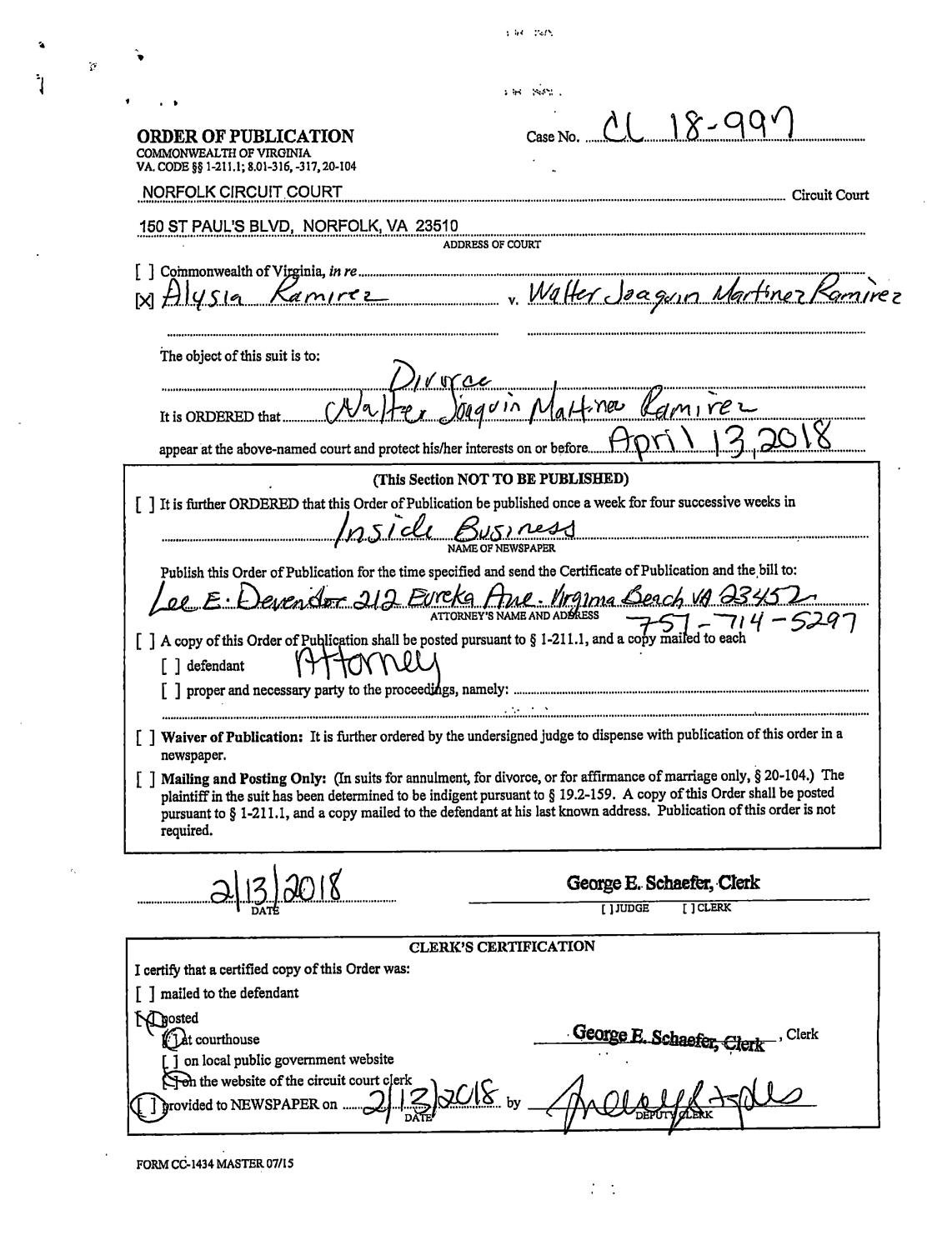 CL 18-997 Order of Publication