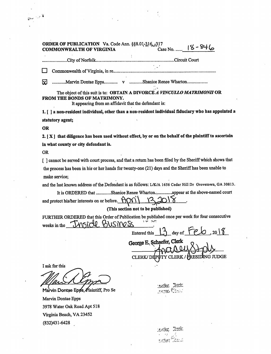 CL 18-846 Order of Publication