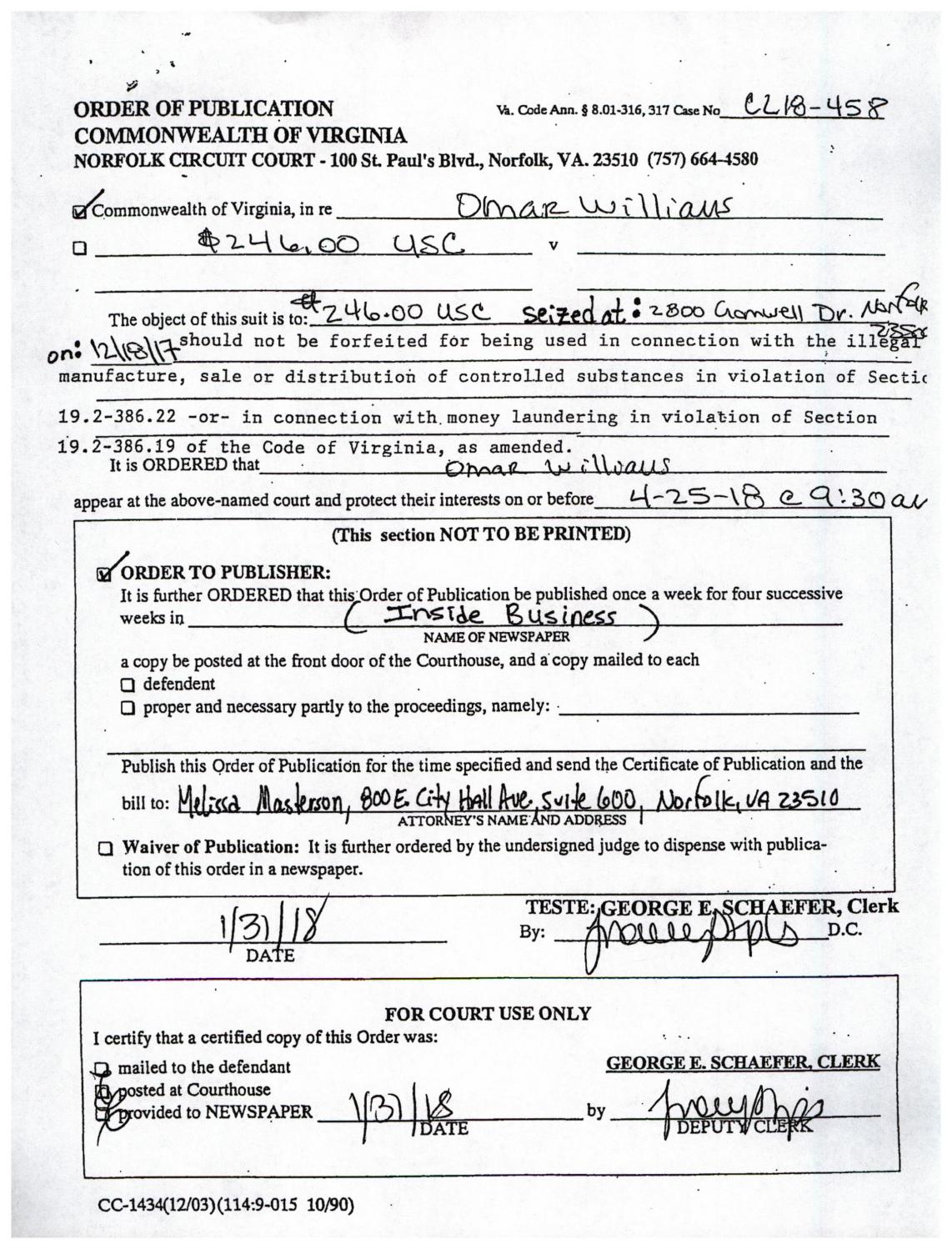 CL 18-458 Order of Publication