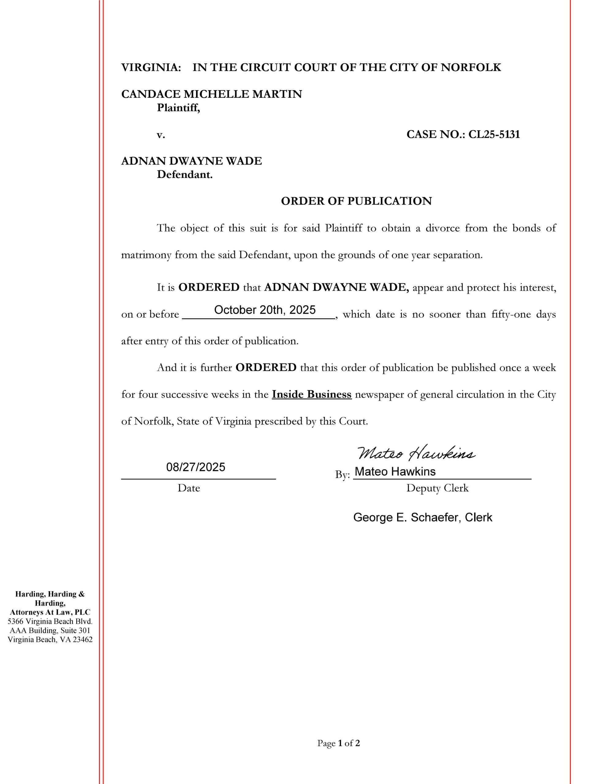 CL25-5131 Order of Publication