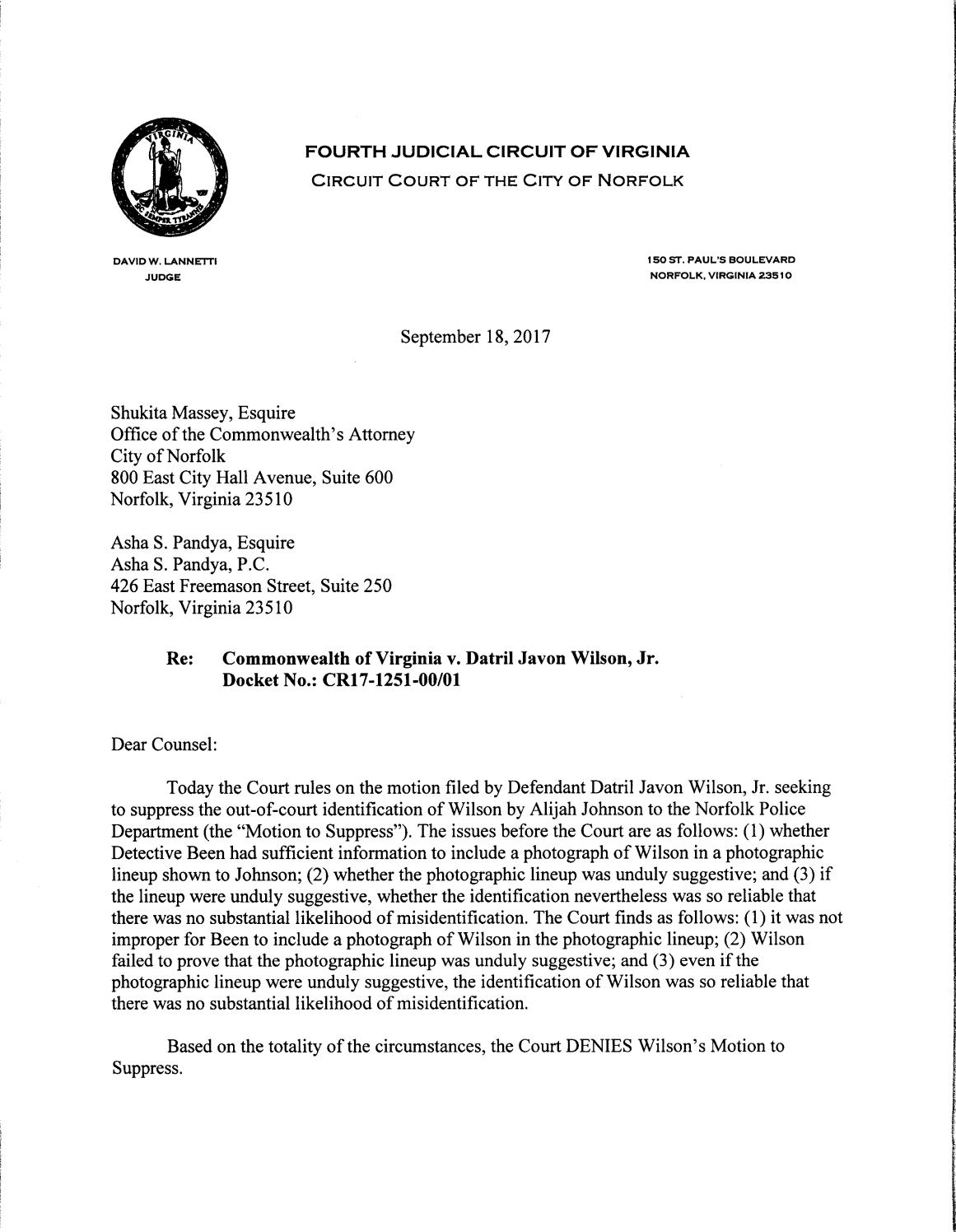Cw v datril wilson, jr dwl