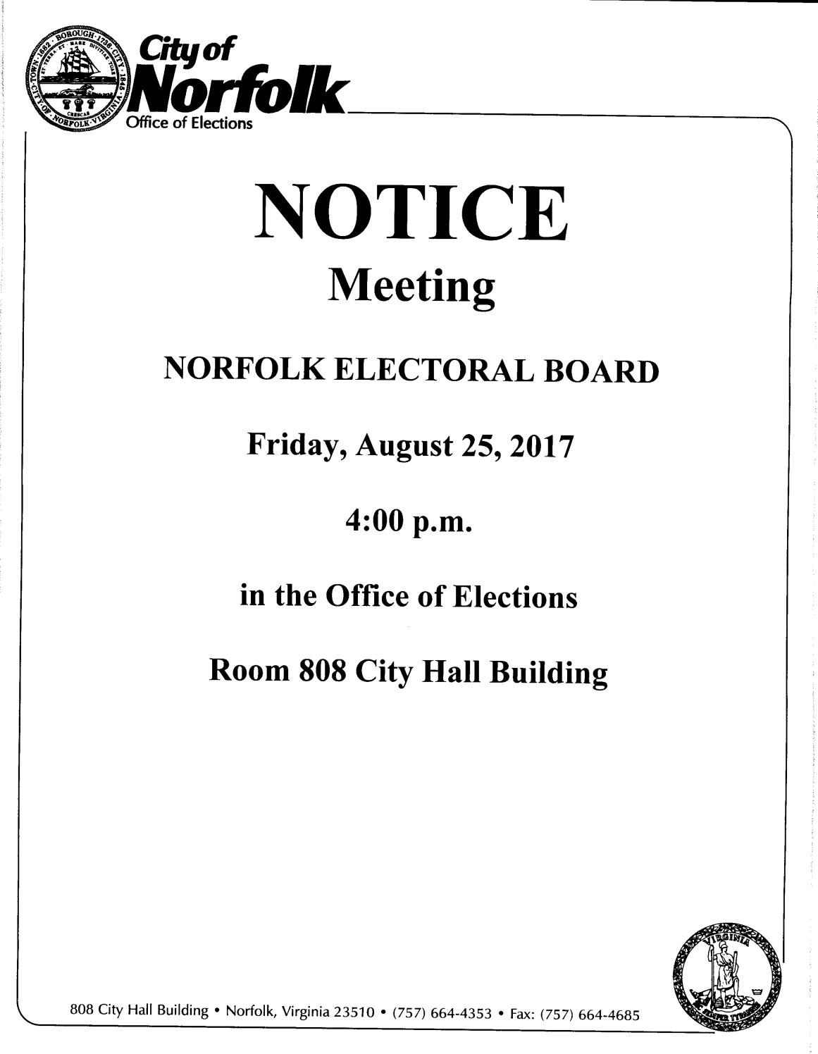 Electoral board meeting notice