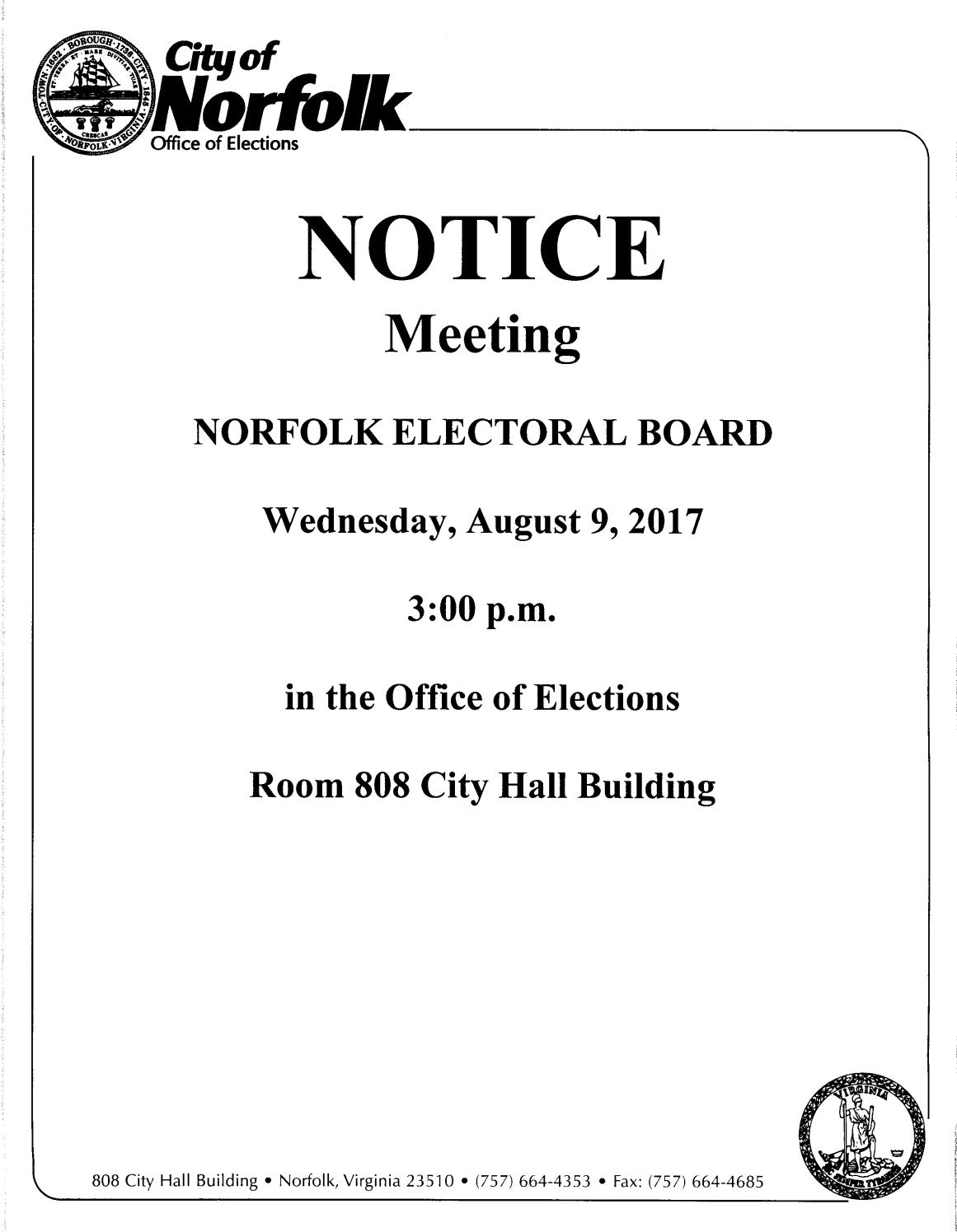 Electoral board meeting notice