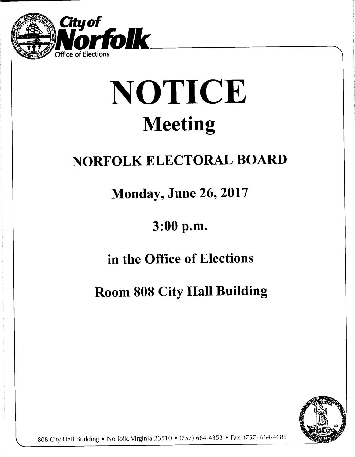 Electoral board meeting notice