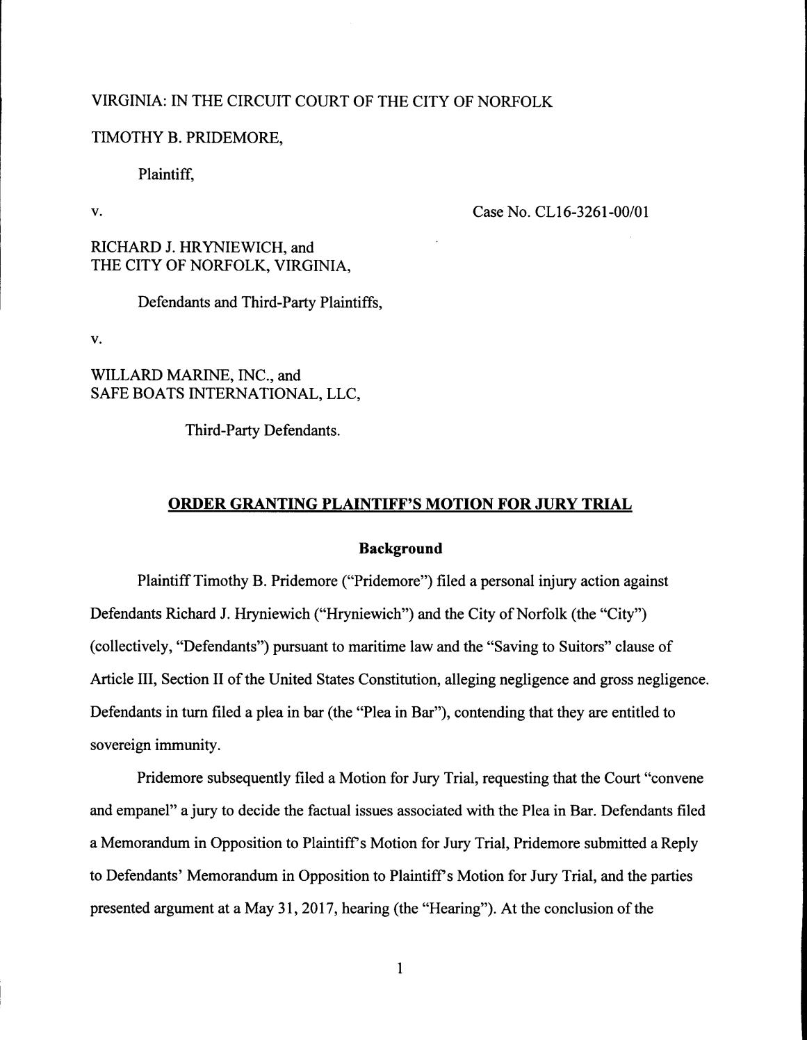 Pridemore v city of norfolk