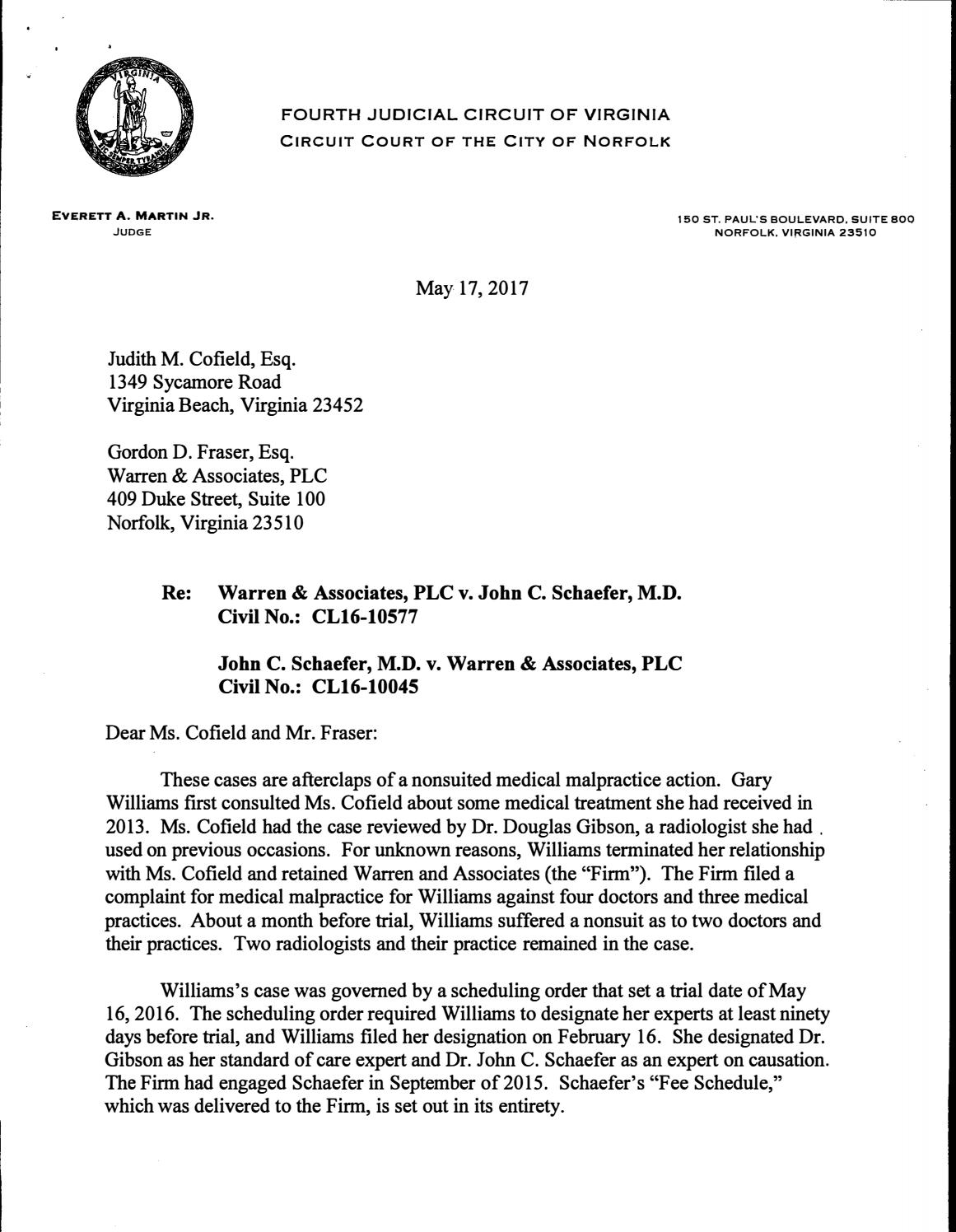 Warren assoc v john schaefer m d (cl16 10577)