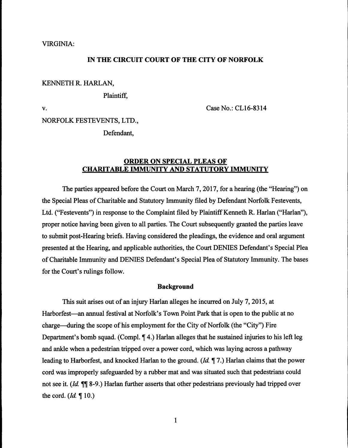 Harlan v norfolk festevents
