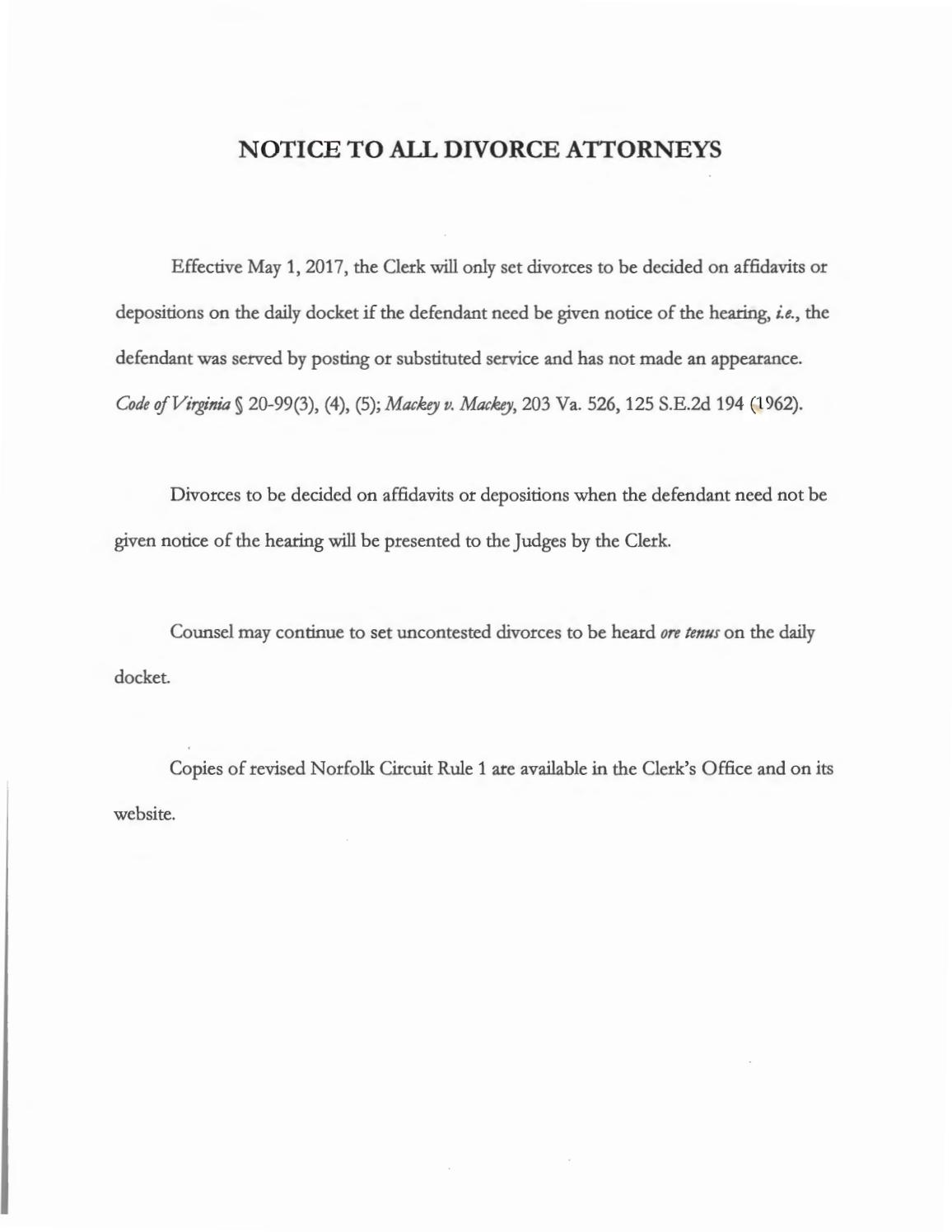 Notice to divorce attorneys