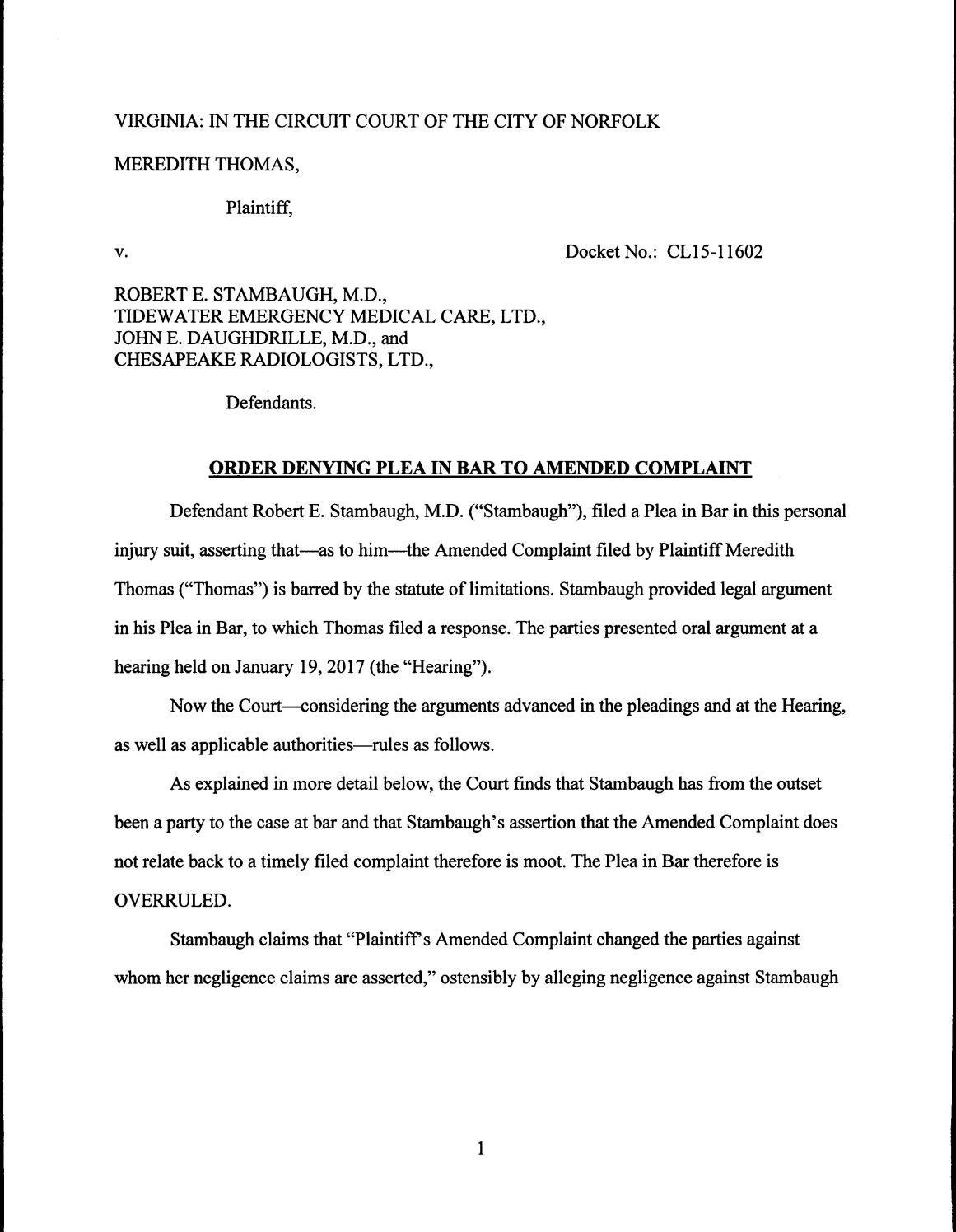 Thomas v stambaugh, et al