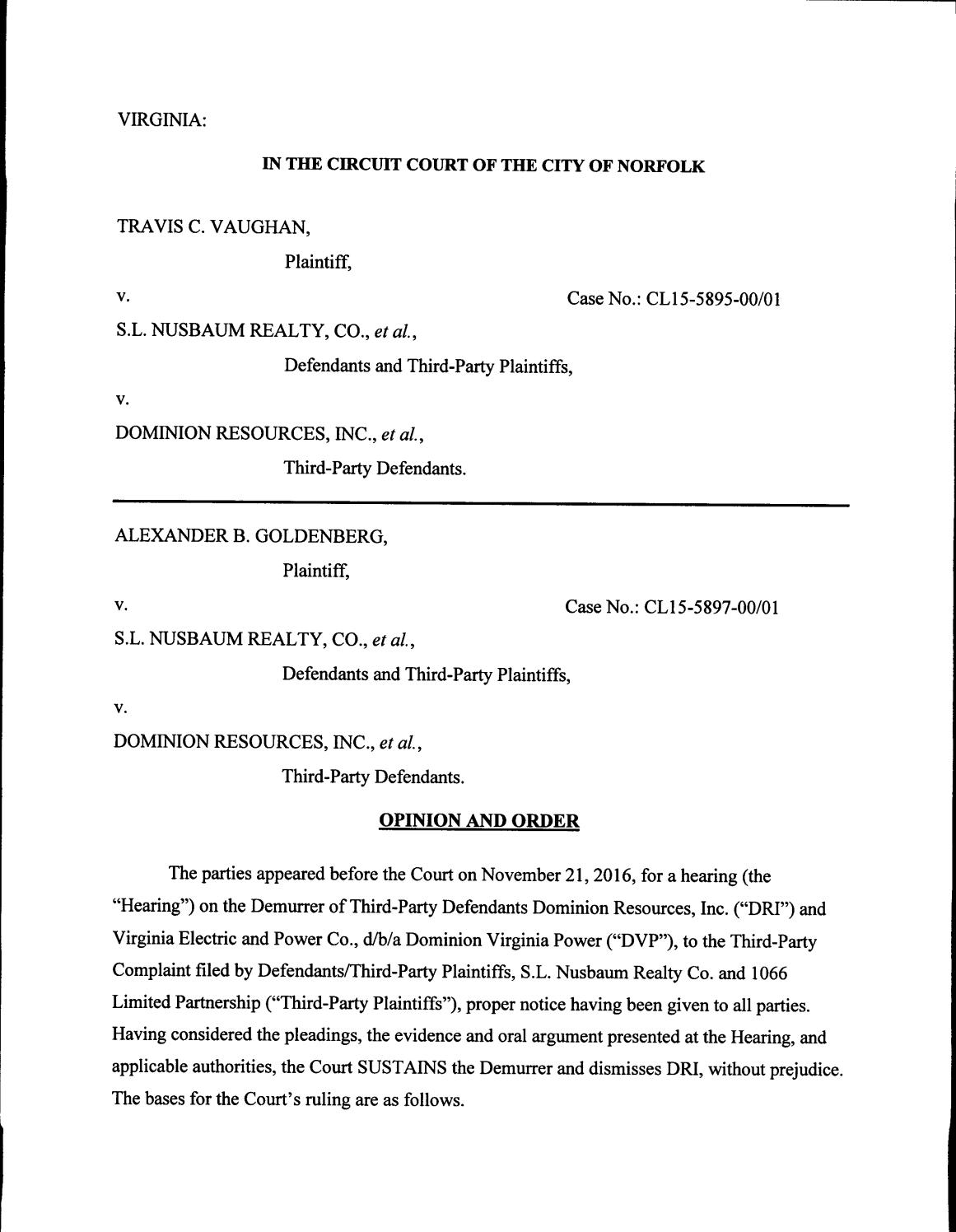 Vaughan & goldenburg v s l nusbaum