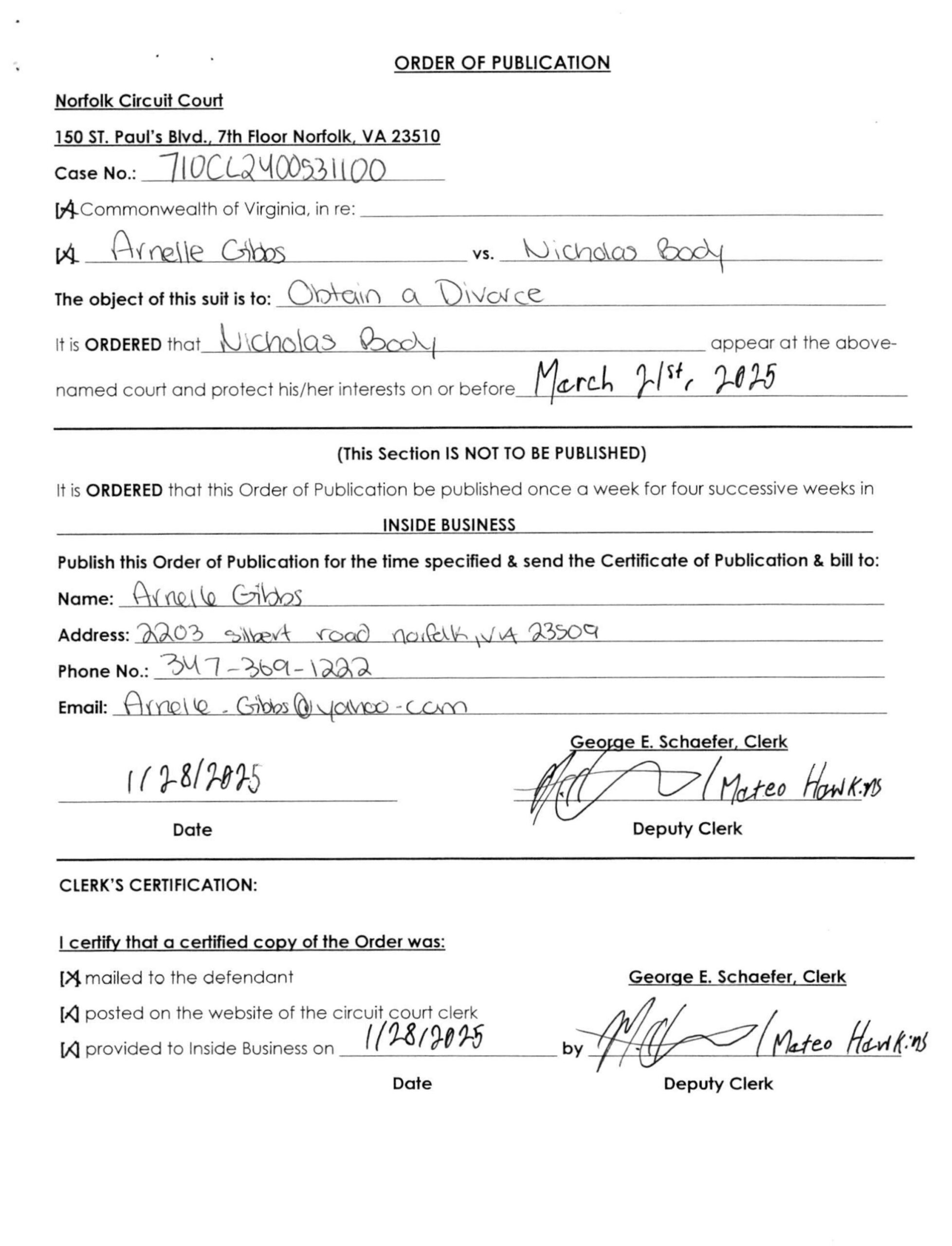 CL24-5311 Order of Publication