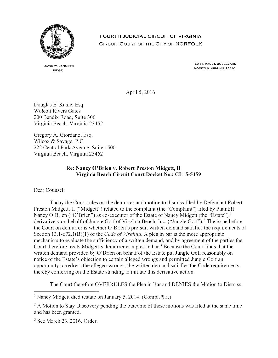 Obrien v midgett