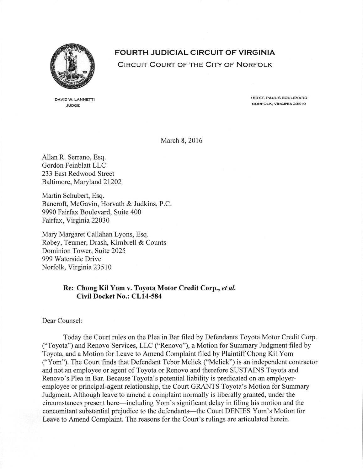 Yom v toyota motor credit corp