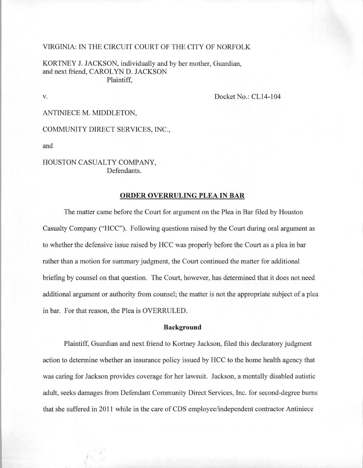 Jackson v middleton