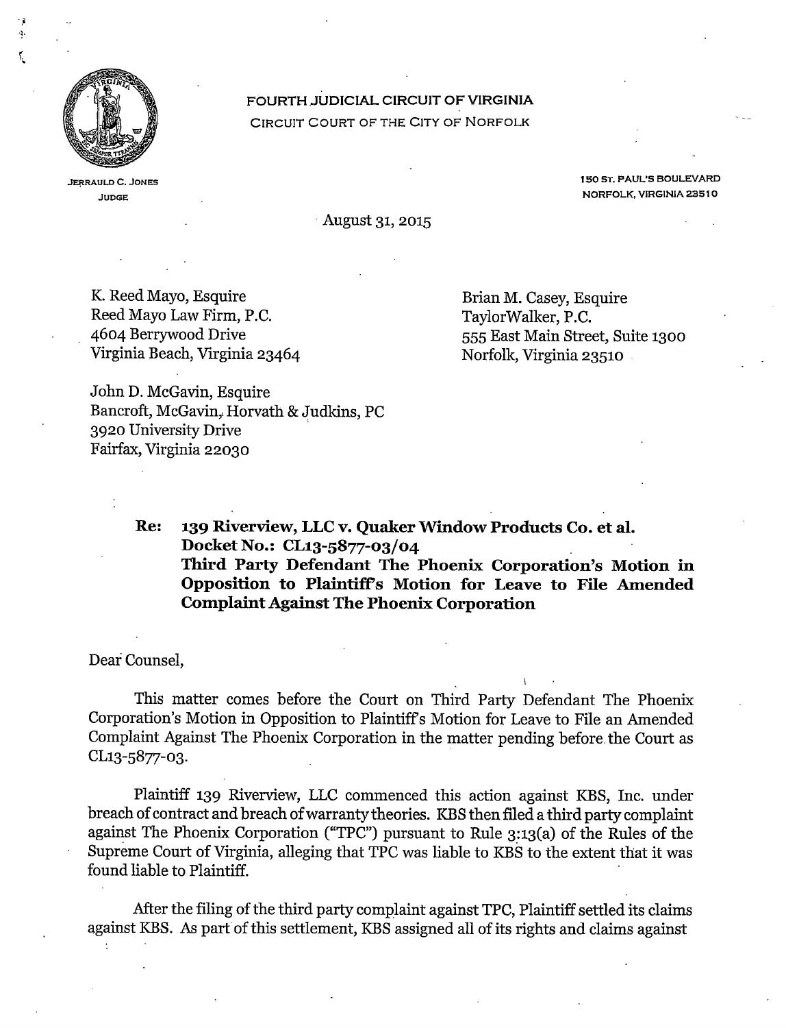 Phoenixcorporation v quakerwindowproductsco