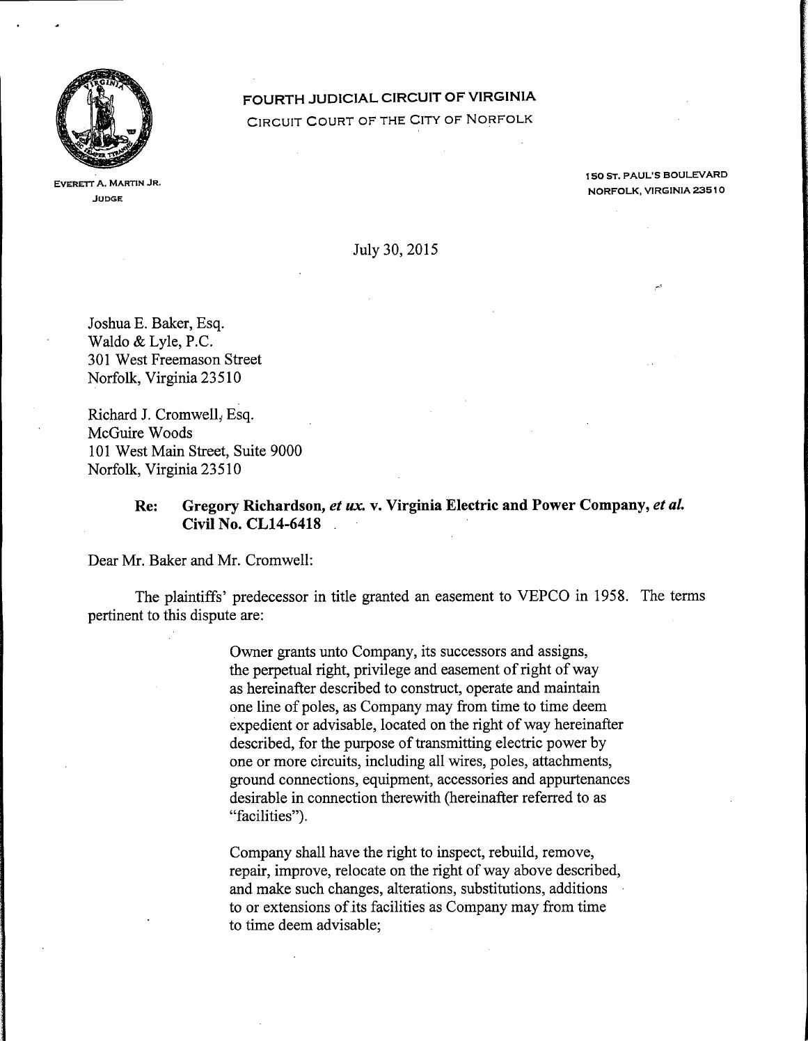 Richardson v virginia eletctric and power company