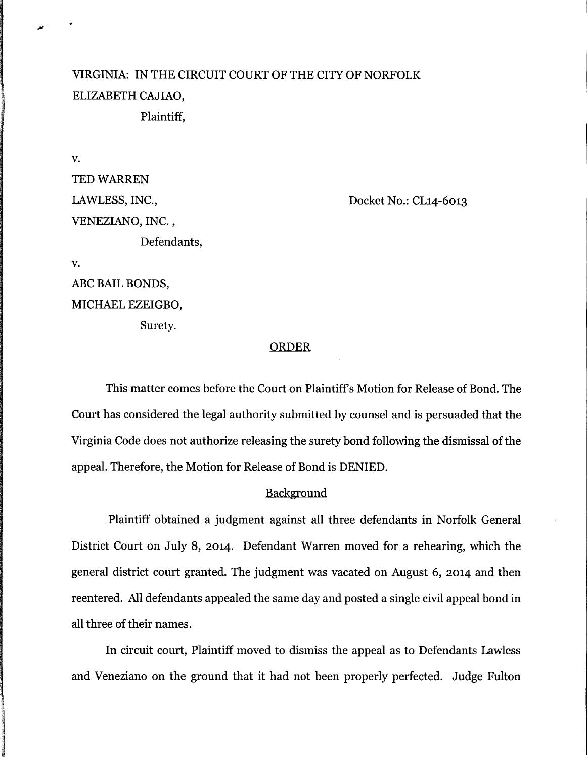 Cajiao v warren et al