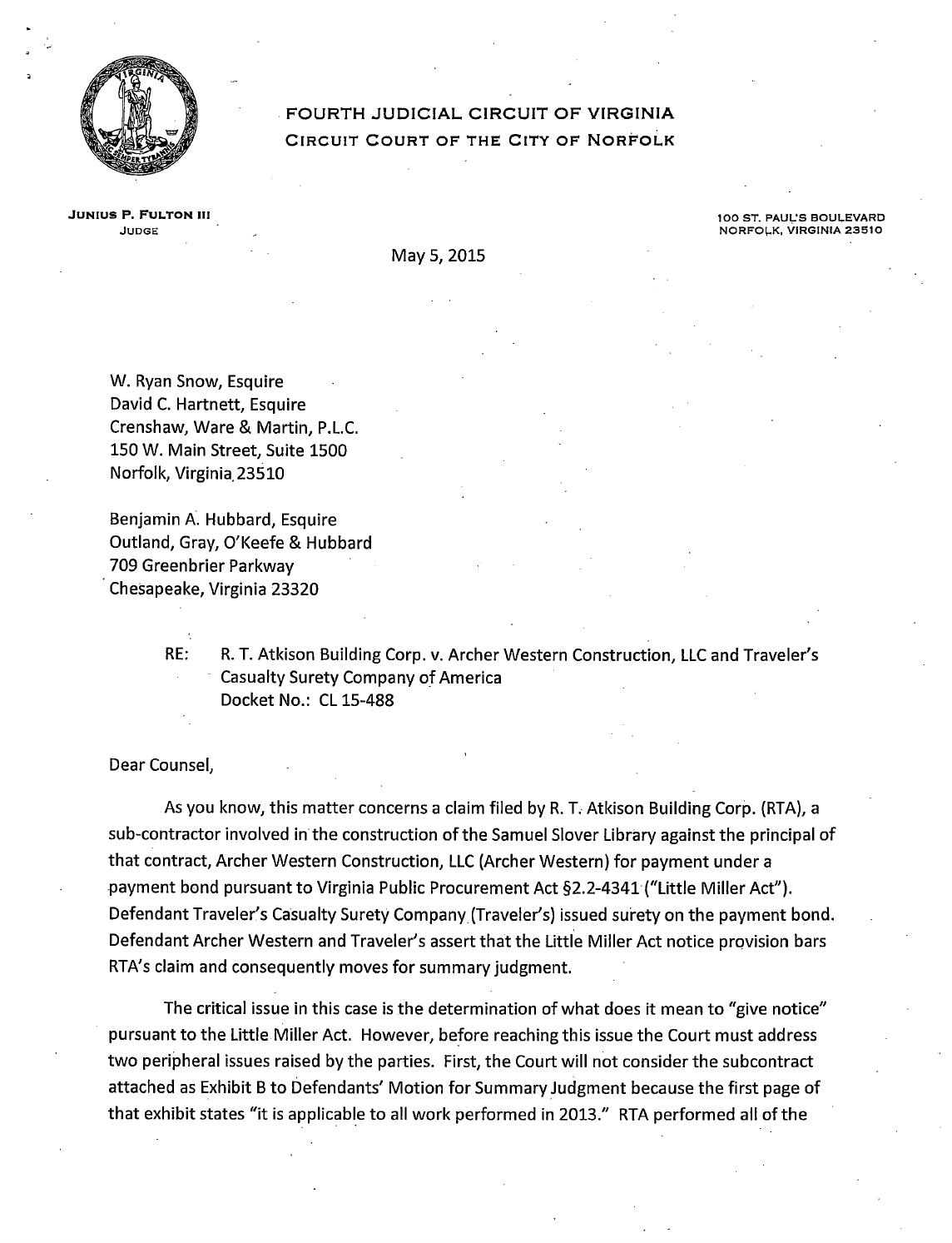 Rtatkisonbuildingcorp v archerwesternconstruction