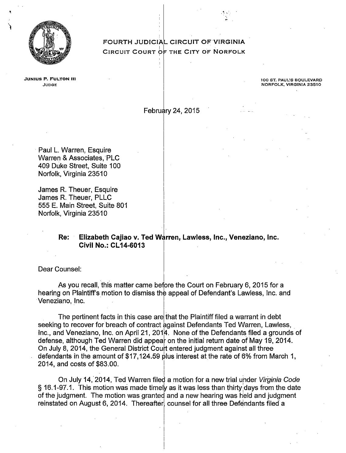 Cajiao v warren