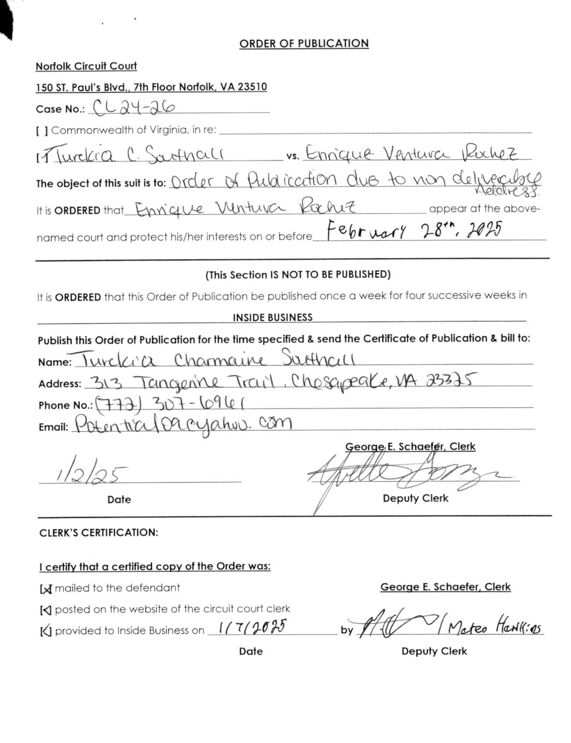 CL24-26 Order of Publication