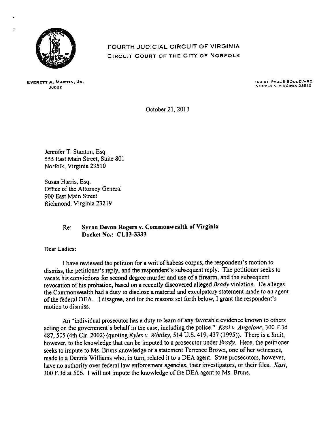 Rogers v commonwealthofva