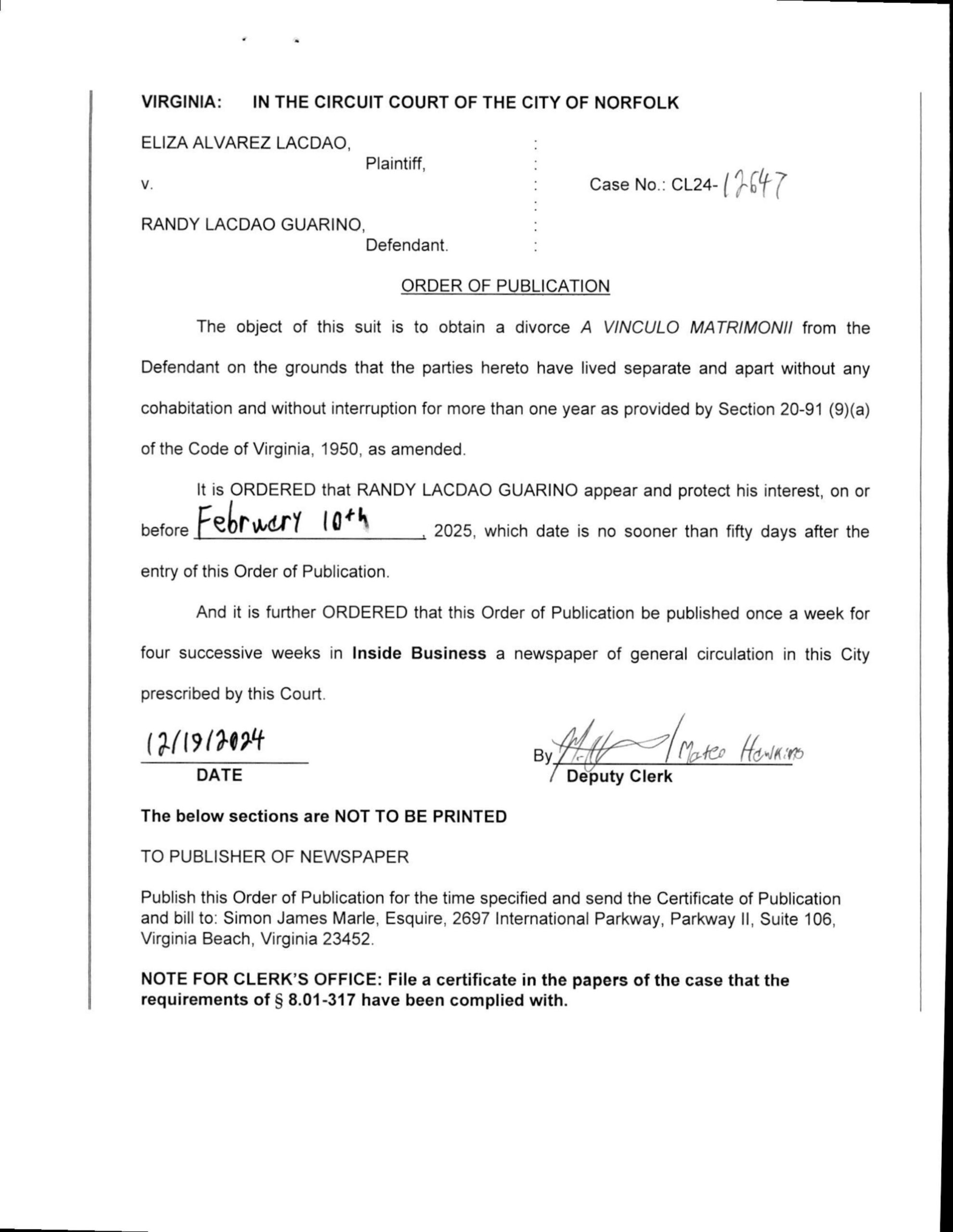 CL24-12647 Order of Publication