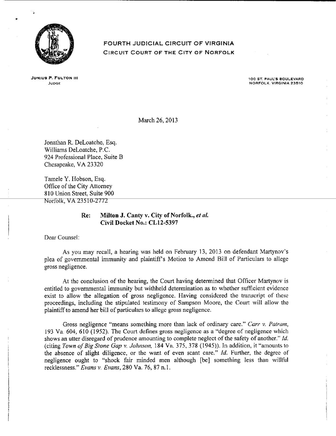 Canty vs. City of Norfolk