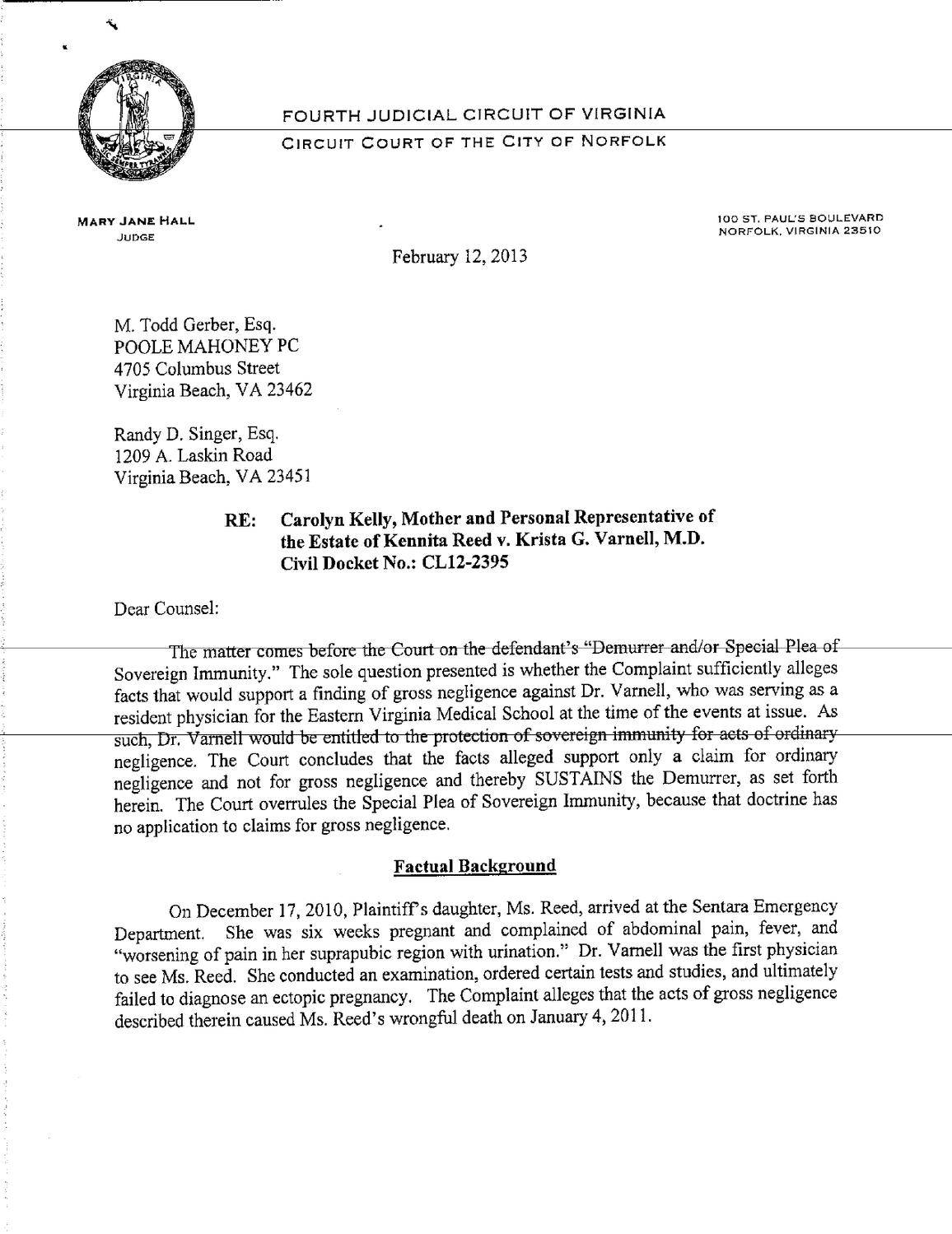 Estate of Freed vs Varnell