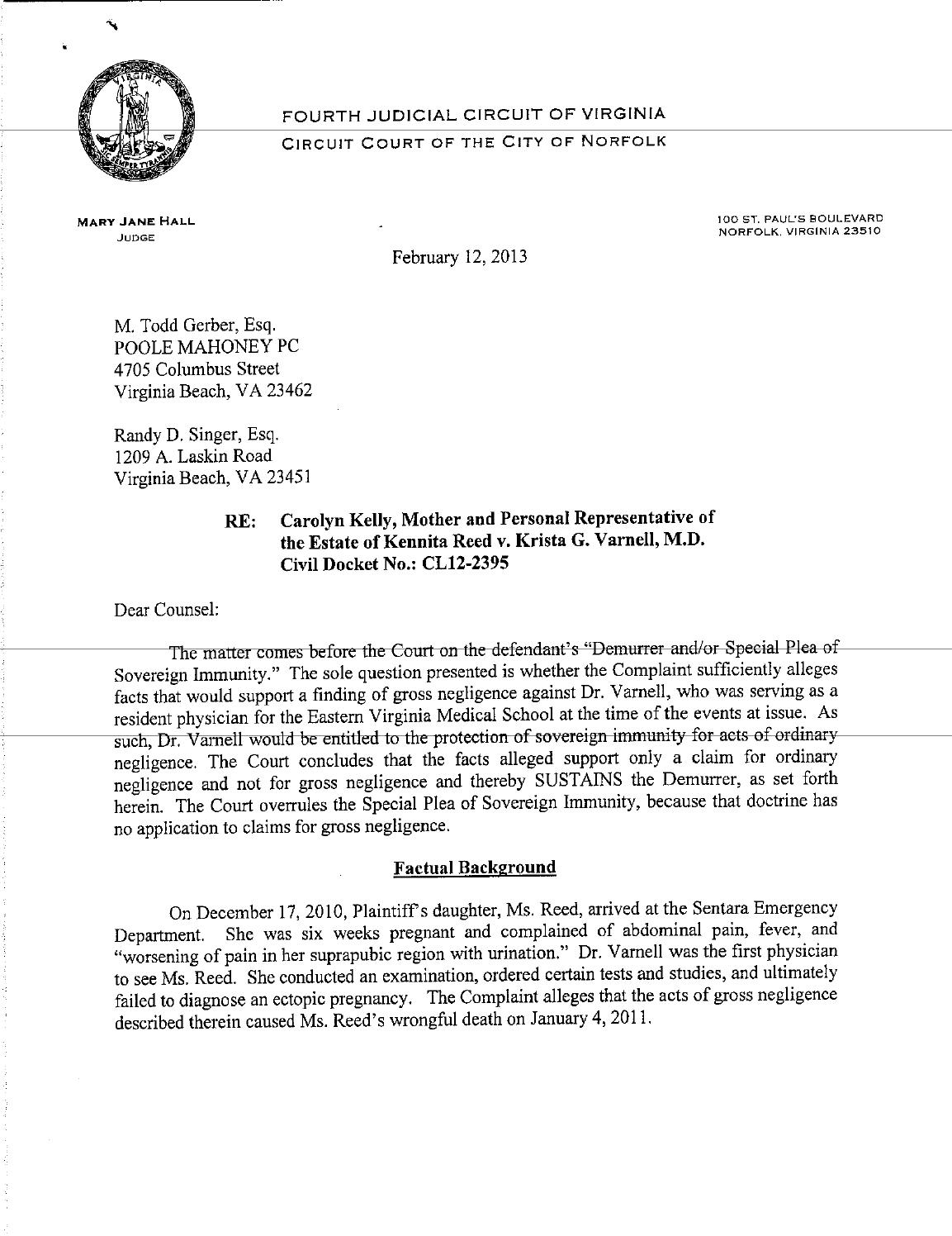 Estateofreed v varnellmd