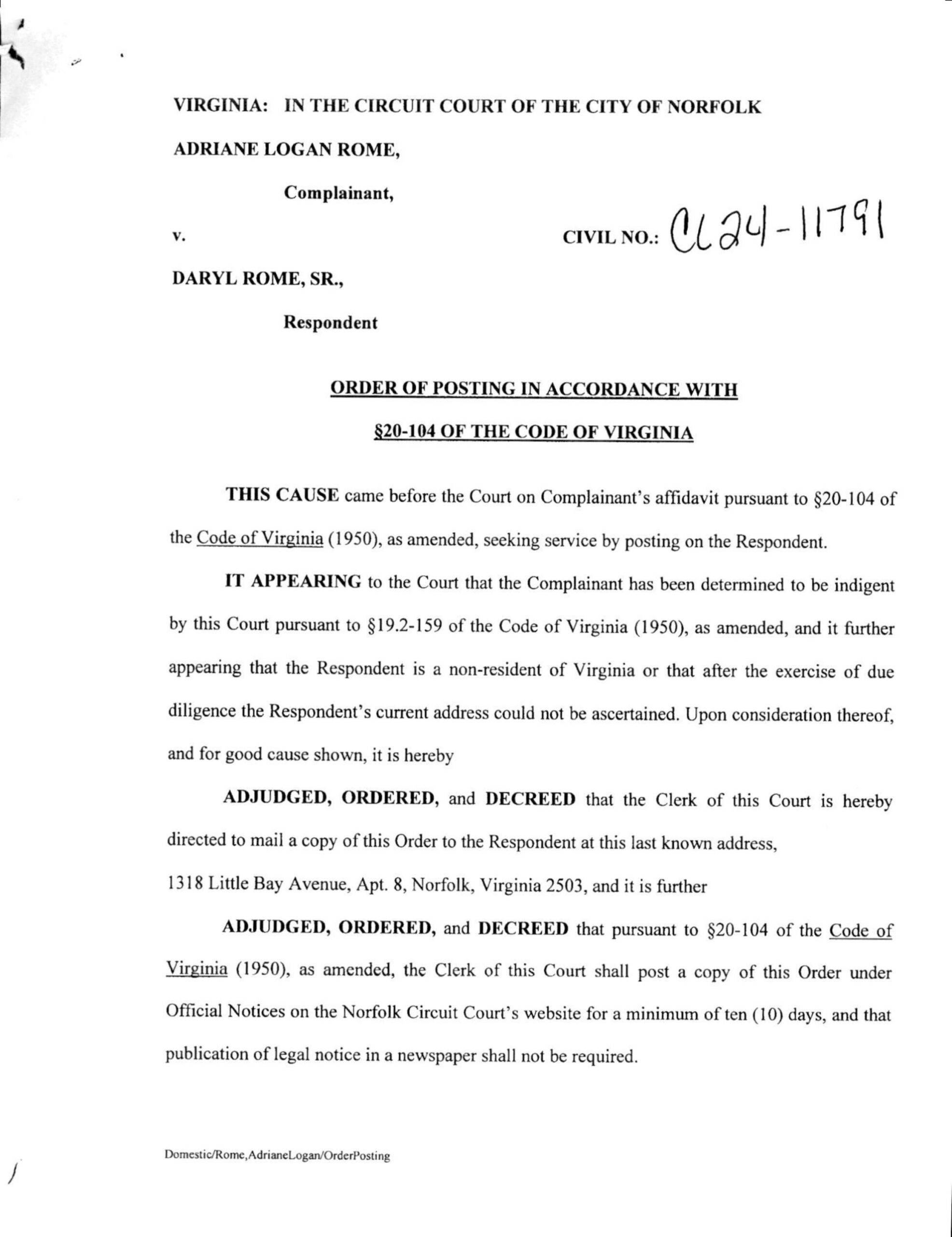 CL24-11791 Order of Posting